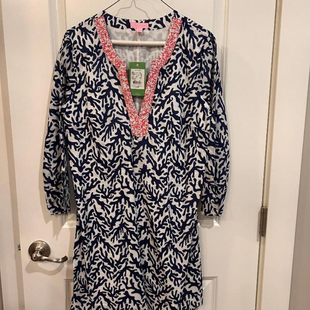 Lilly Pulitzer Navy and Coral dress NWT size M